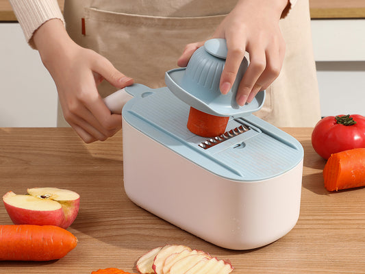 Rallador, rebanador y cortador multifuncion con accesorios