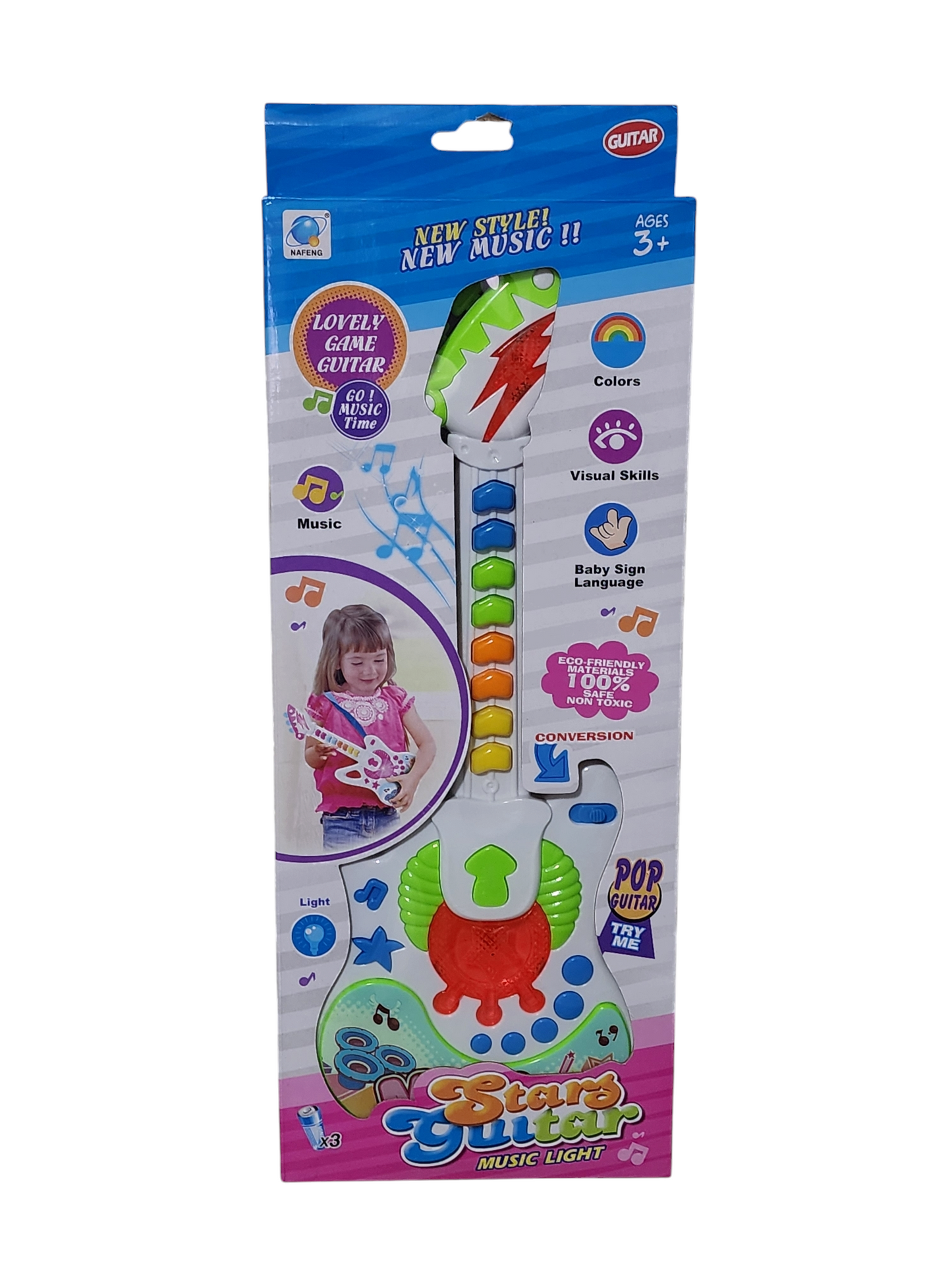 Guitarra musical con melodías a pila