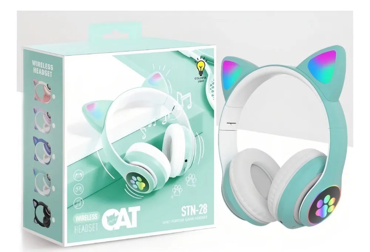 Auriculares inhalambricos gamer cat con luces rgb excelente calidad