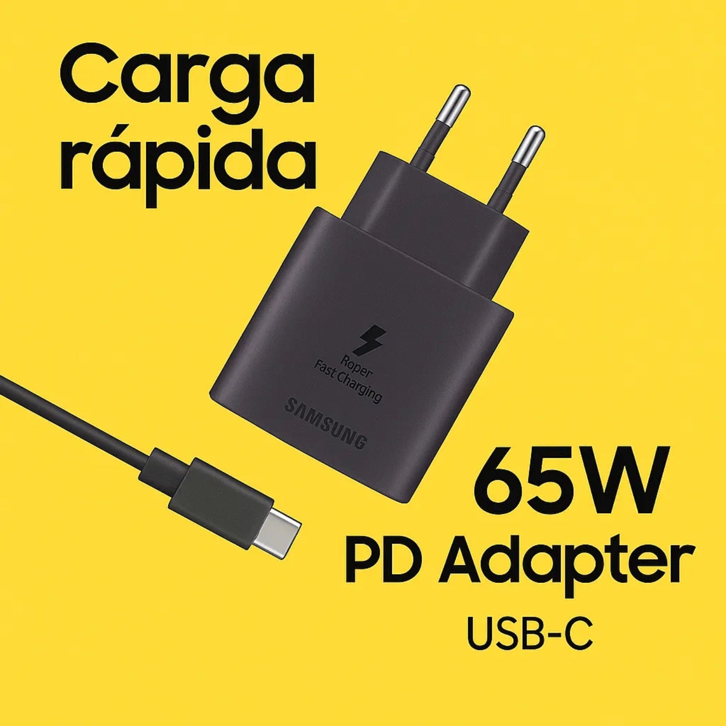 Cargador samsung usb c 65 w negro
