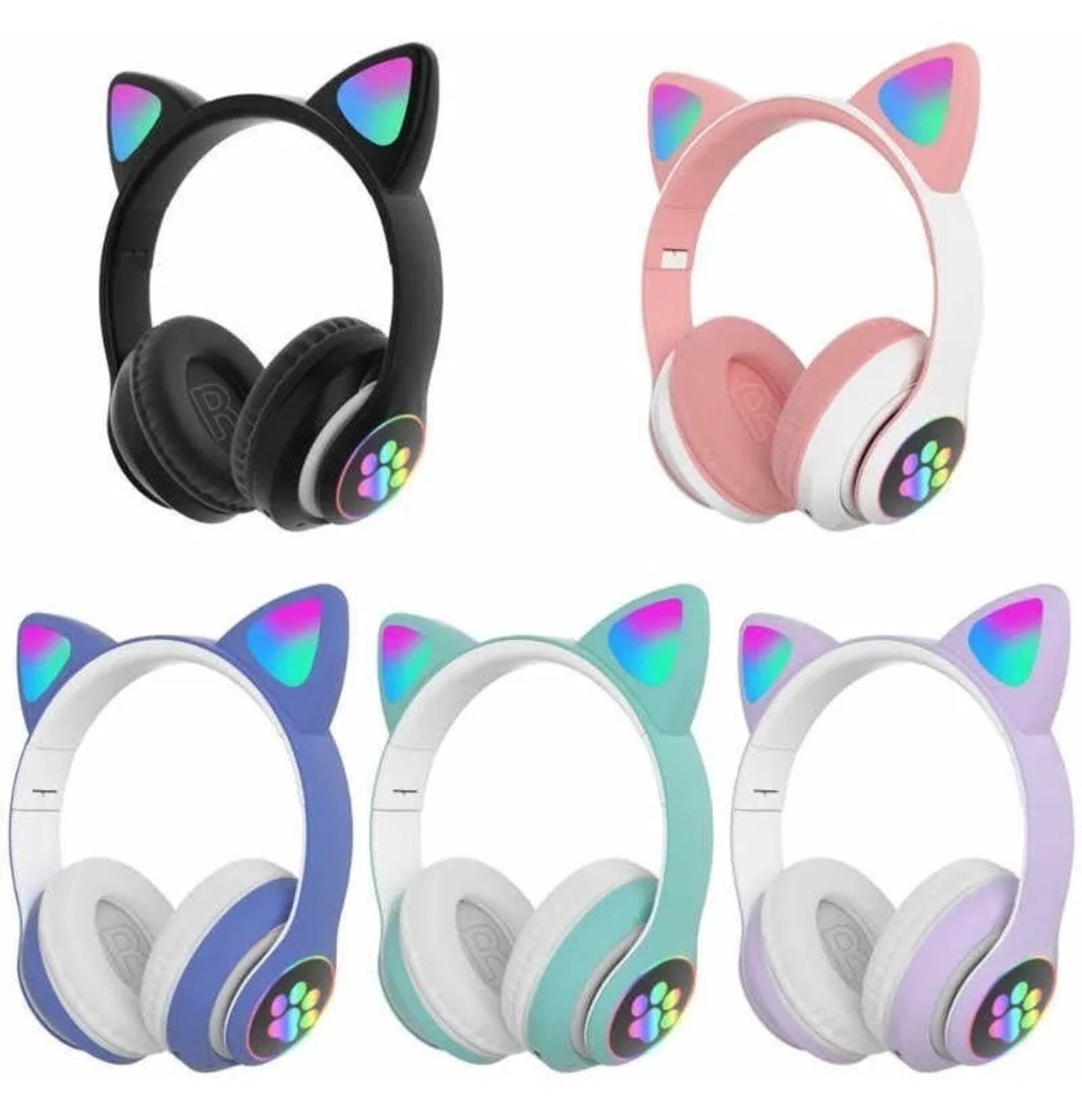 Auriculares inhalambricos gamer cat con luces rgb excelente calidad