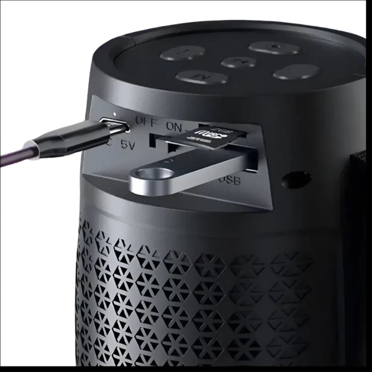 Parlante Bluetooth con luces rgb, usb, tarjeta de memoria y radio