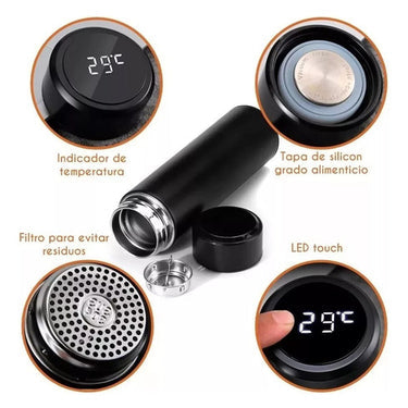 Termo inteligente con indicador de temperatura 500 ml