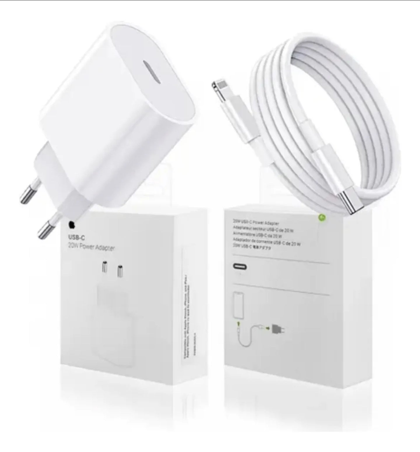 Cargador rapido 20 w + cable usb c a lightning