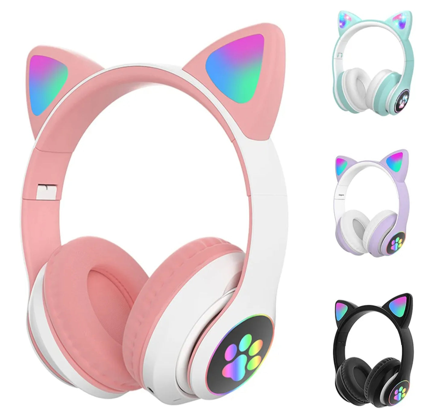 Auriculares inhalambricos gamer cat con luces rgb excelente calidad