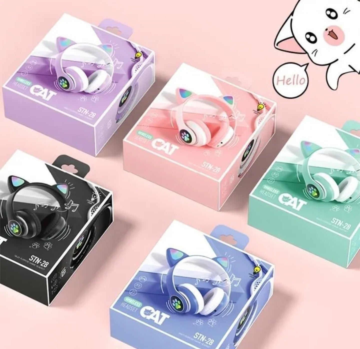 Auriculares inhalambricos gamer cat con luces rgb excelente calidad